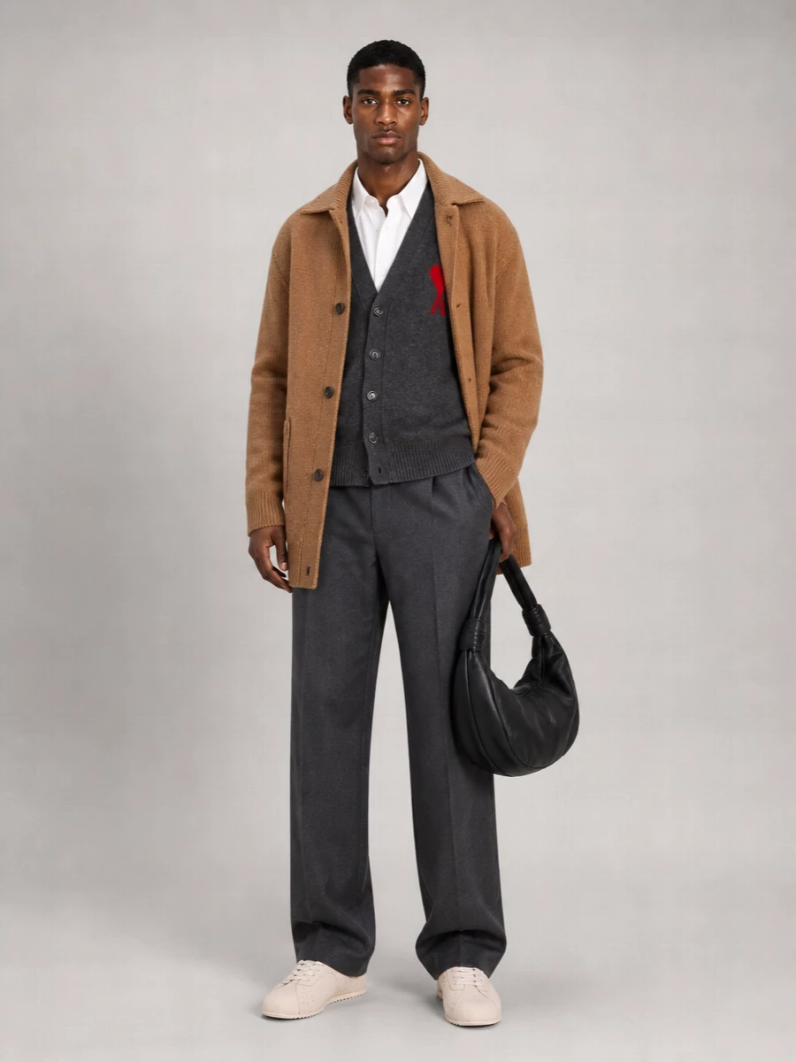 Ami Paris Interlock-Knit Shirt Collar Cardigan