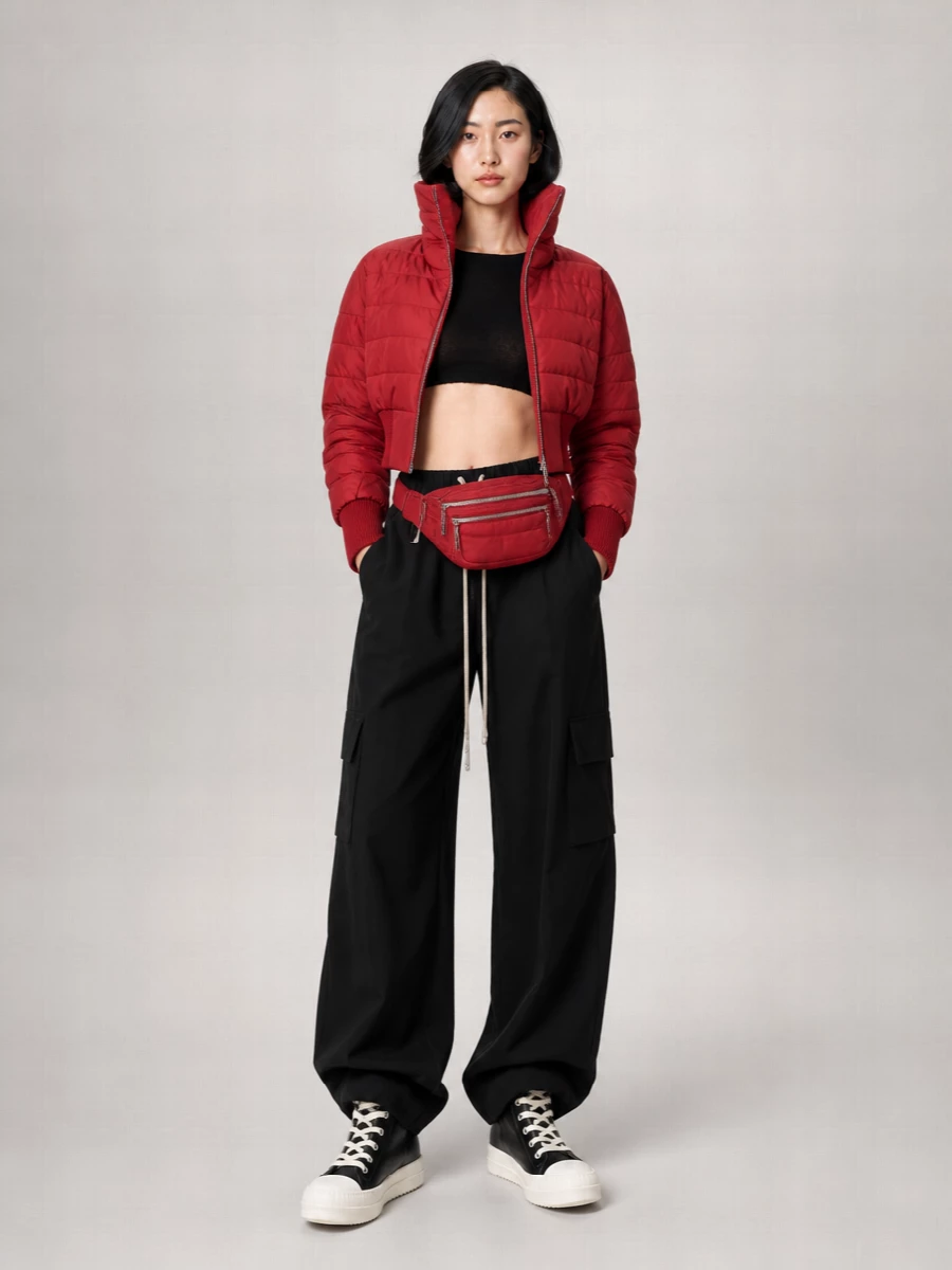 Rick Owens Down Cropped Quilted Puffer Jacket