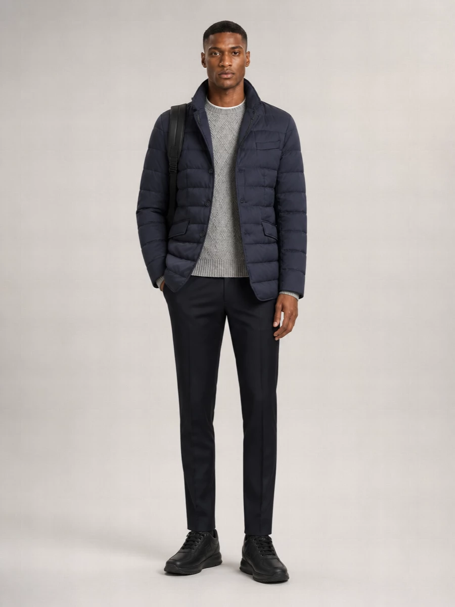Herno Padded Jacket With Front Pockets And Notched Lapels