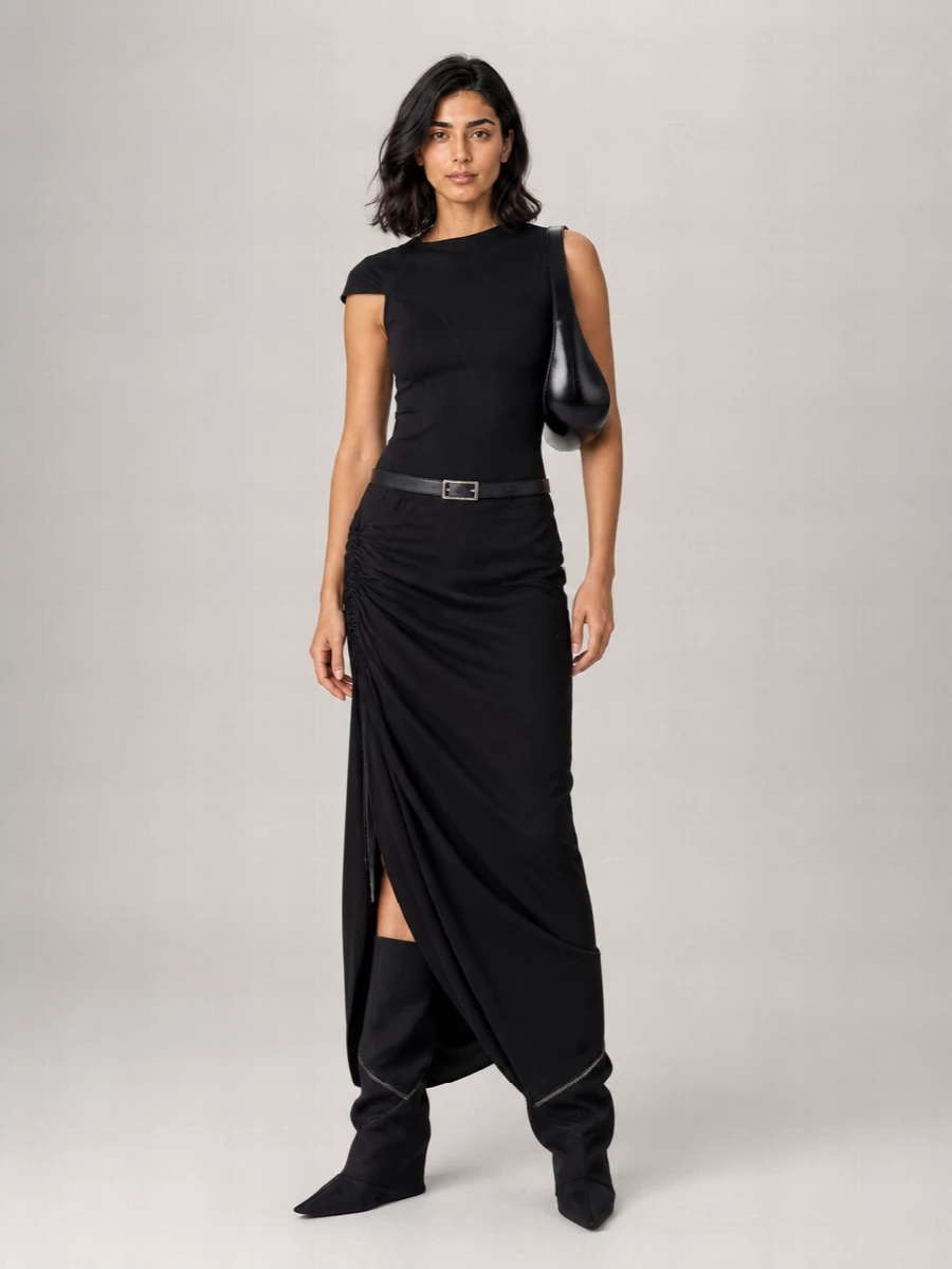 Rick Owens Cotton Draped One-Shoulder Sleeveless Mini Dress