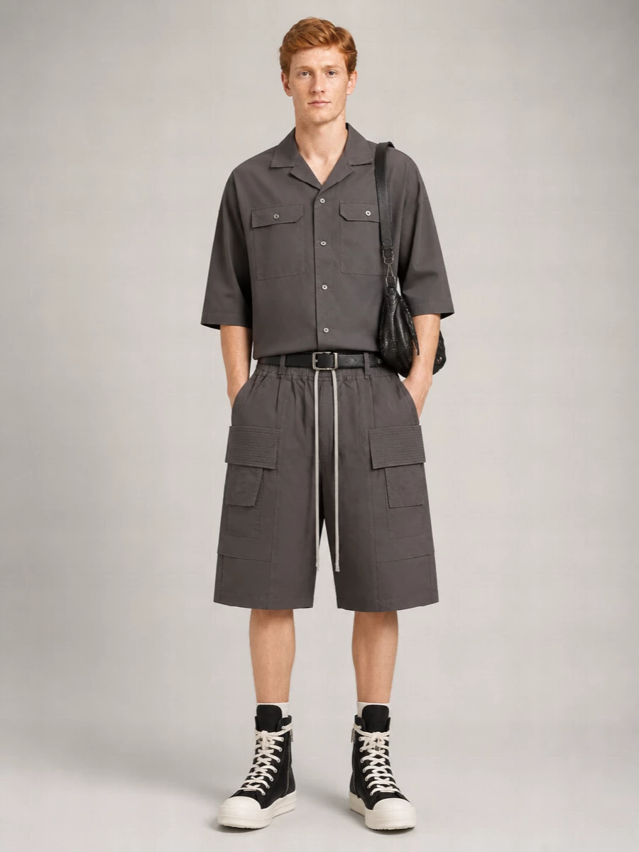 Rick Owens Drkshdw Cotton Low-Rise Cargo Shorts