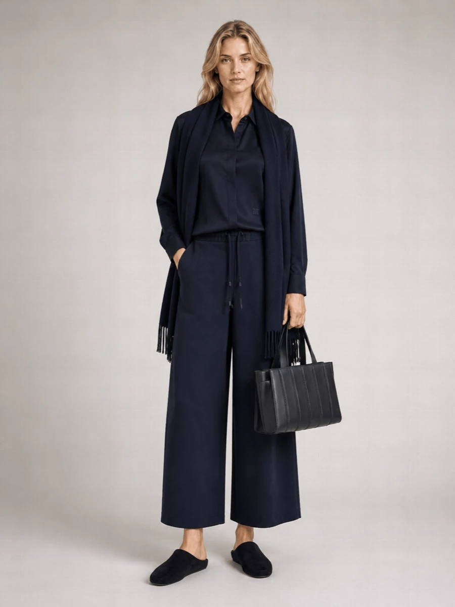 Max Mara technical jersey barrel-leg pants
