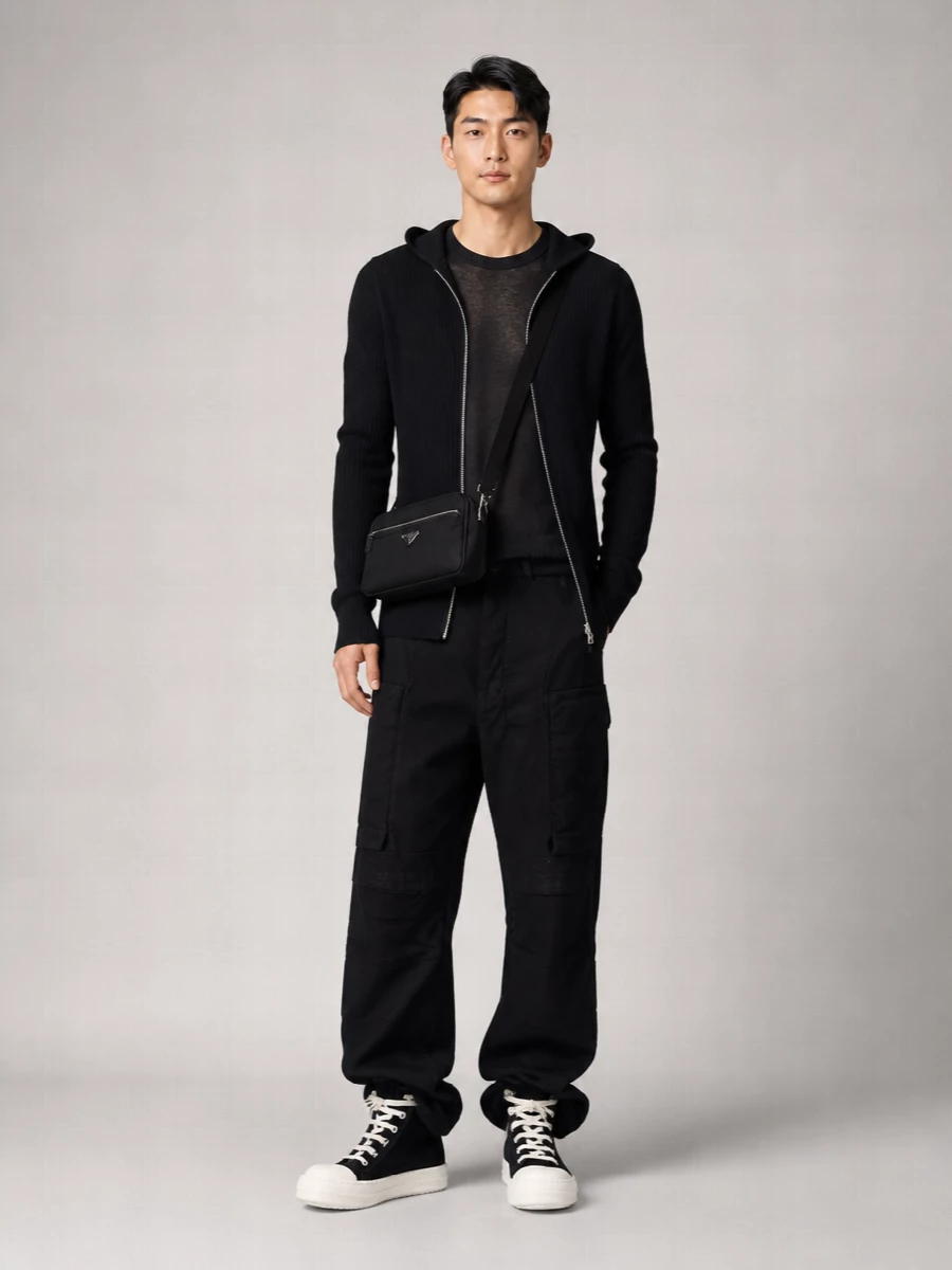 Rick Owens Virgin Wool Hooded Zip Sweatshirt