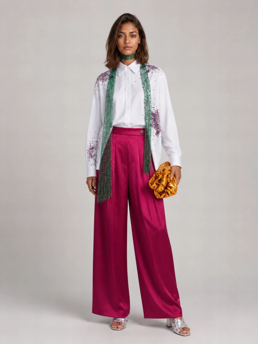Dries Van Noten Wide-Leg Pleated Trousers