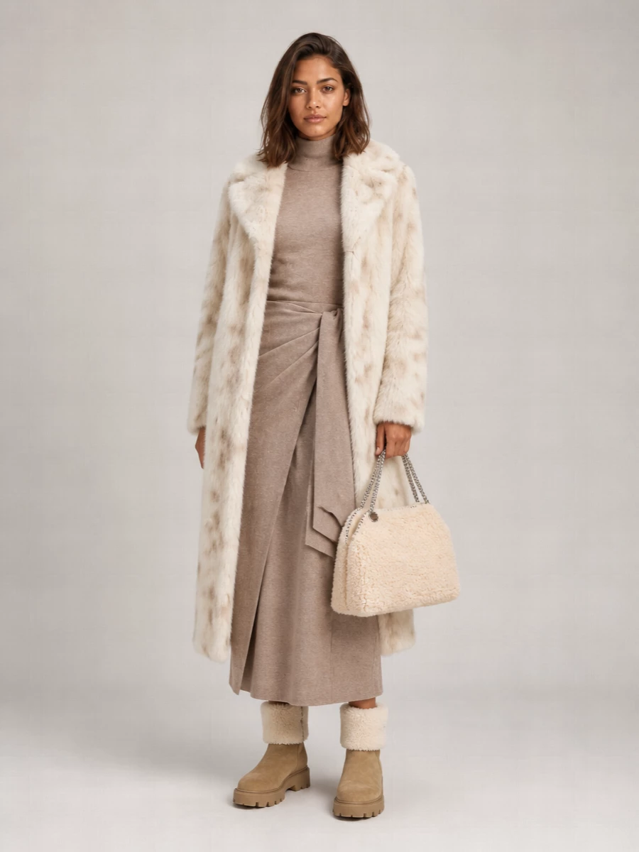 Herno Faux Fur Double-Breasted Coat