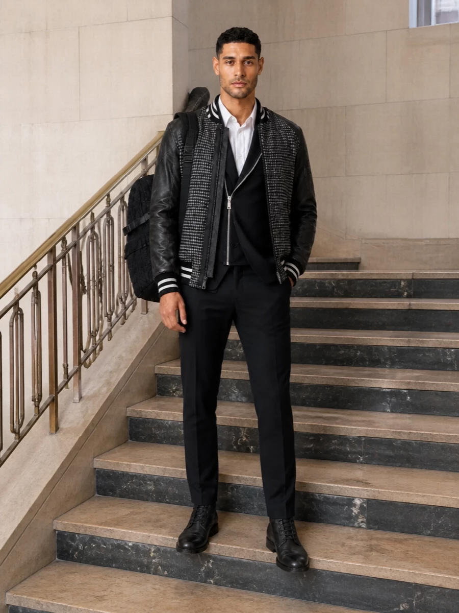 Dolce gabbana bomber tailored trousers outfit