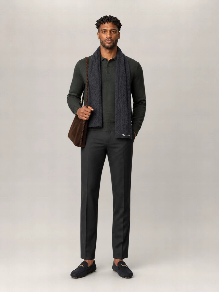 Vince Merino Wool Long-Sleeve Polo Shirt