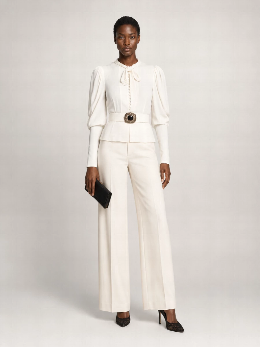 Dolce&Gabbana Silk Tie Neck Long Sleeve Blouse