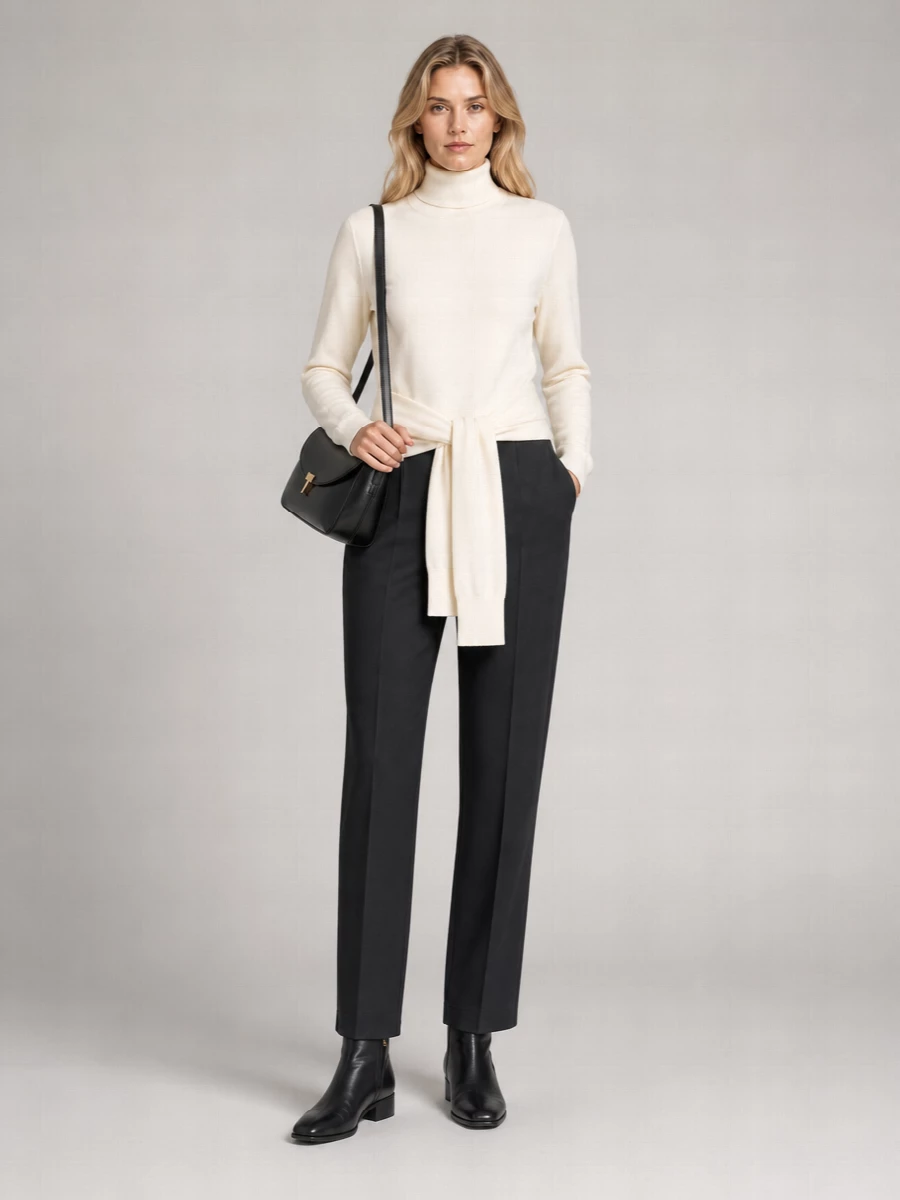 Totême Long Sleeve Turtleneck Top With Tie Detail