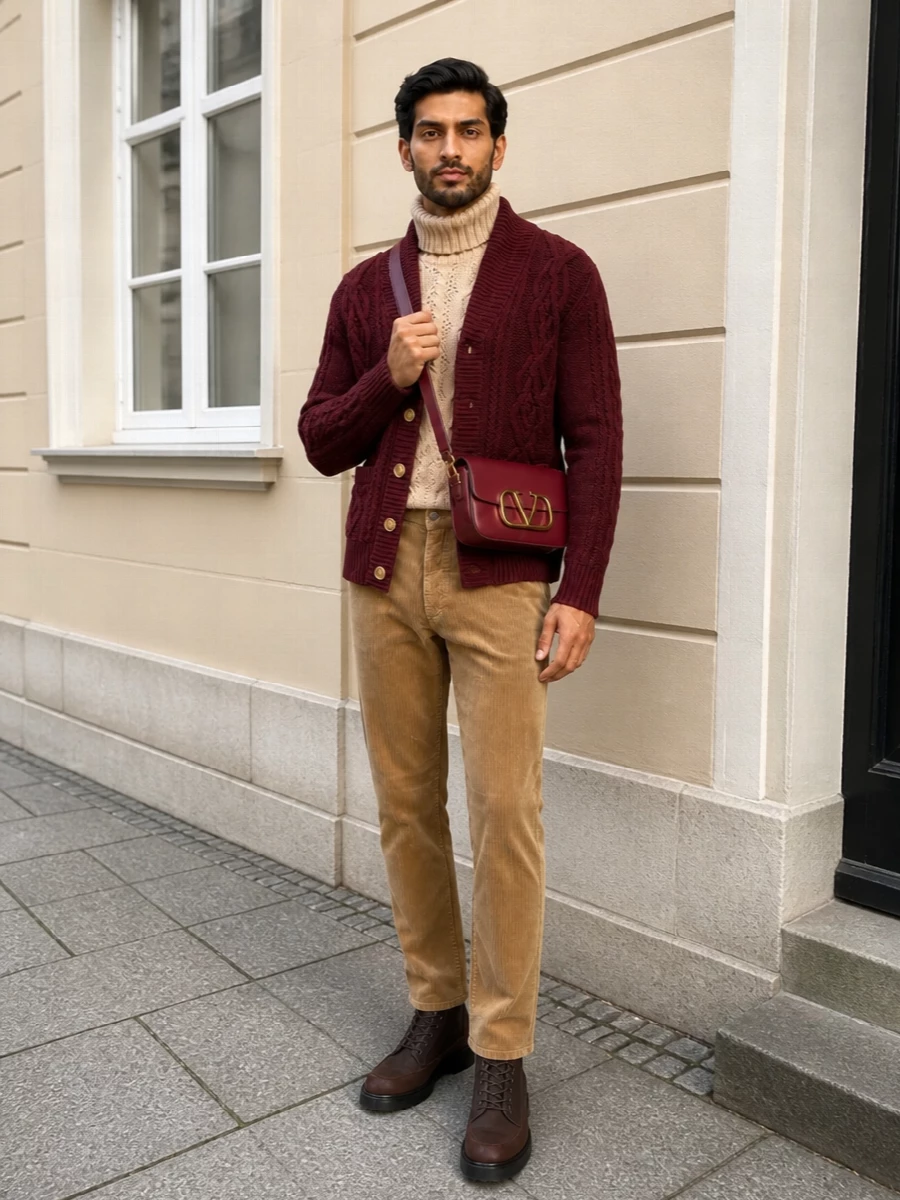 Brunello cucinelli cardigan camel corduroy outfit