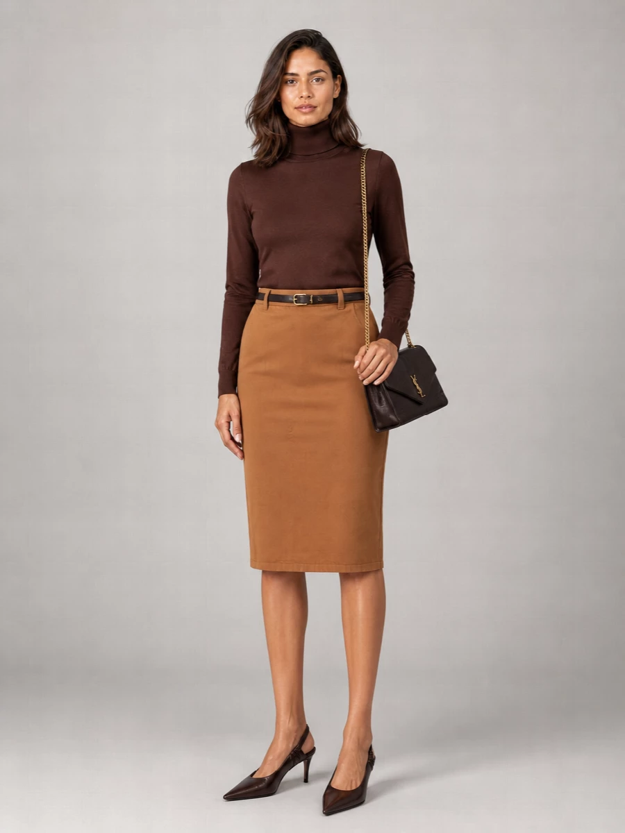 Saint Laurent Denim Mid-Rise Pencil Skirt