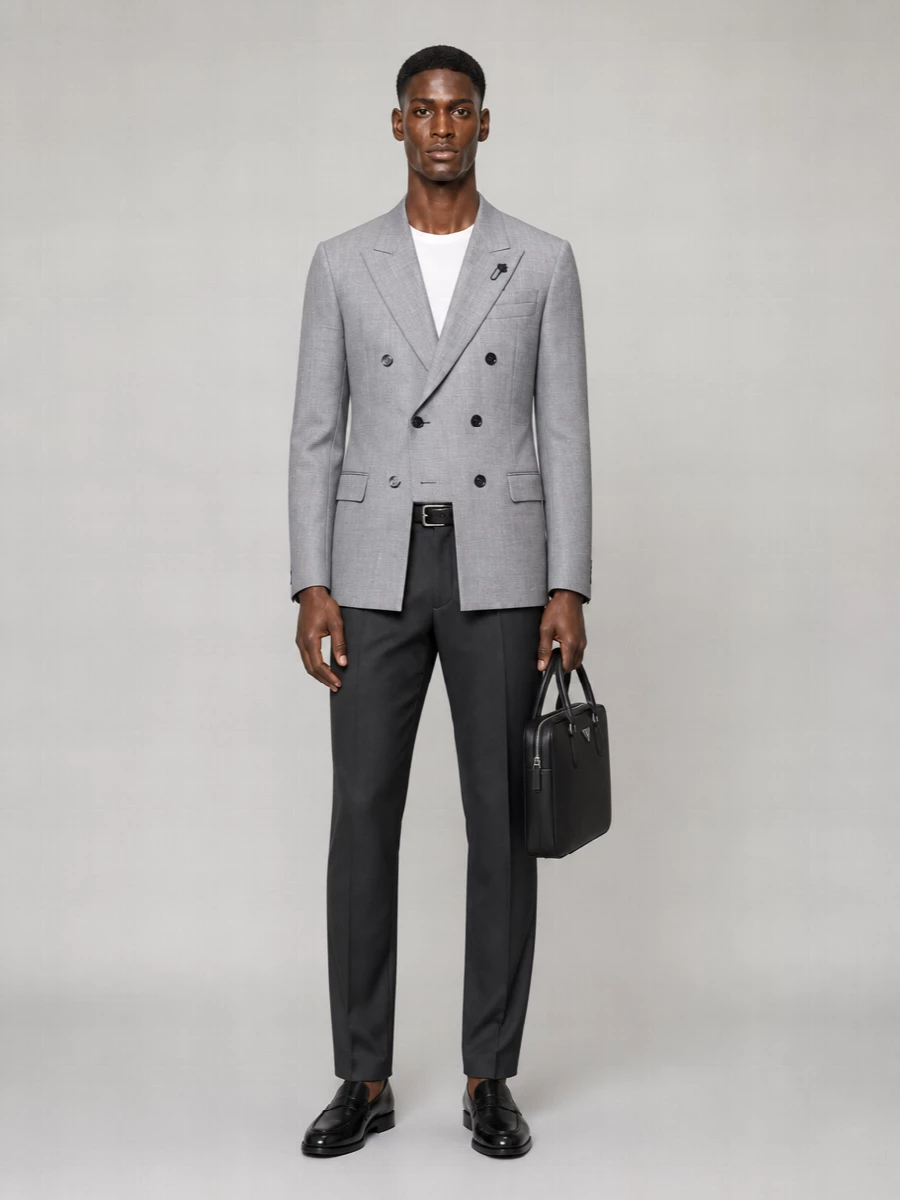 Lardini Wool Double-Breasted Blazer