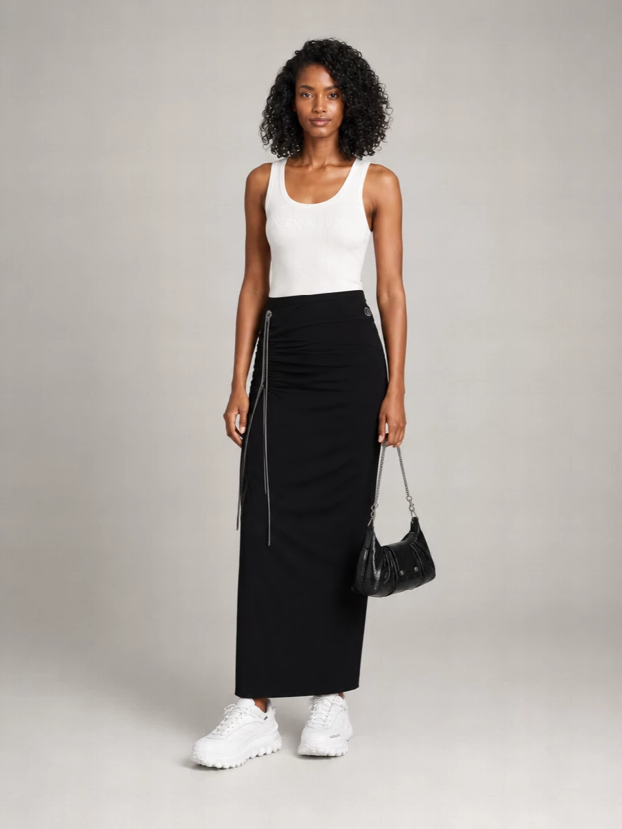 Moncler Cotton Draped Wrap Maxi Skirt
