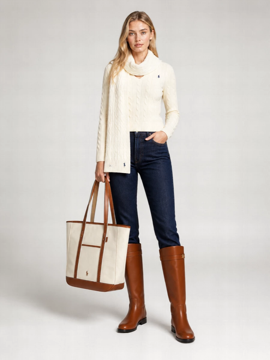 Polo Ralph Lauren Cashmere Wool Cable-Knit V-Neck Slim-Fit Jumper
