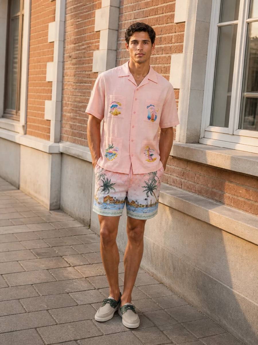 Casablanca blush shirt resort shorts dior boat shoes