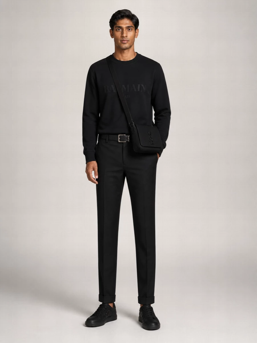 Balmain Vintage Embroidered Logo Cotton Sweatshirt