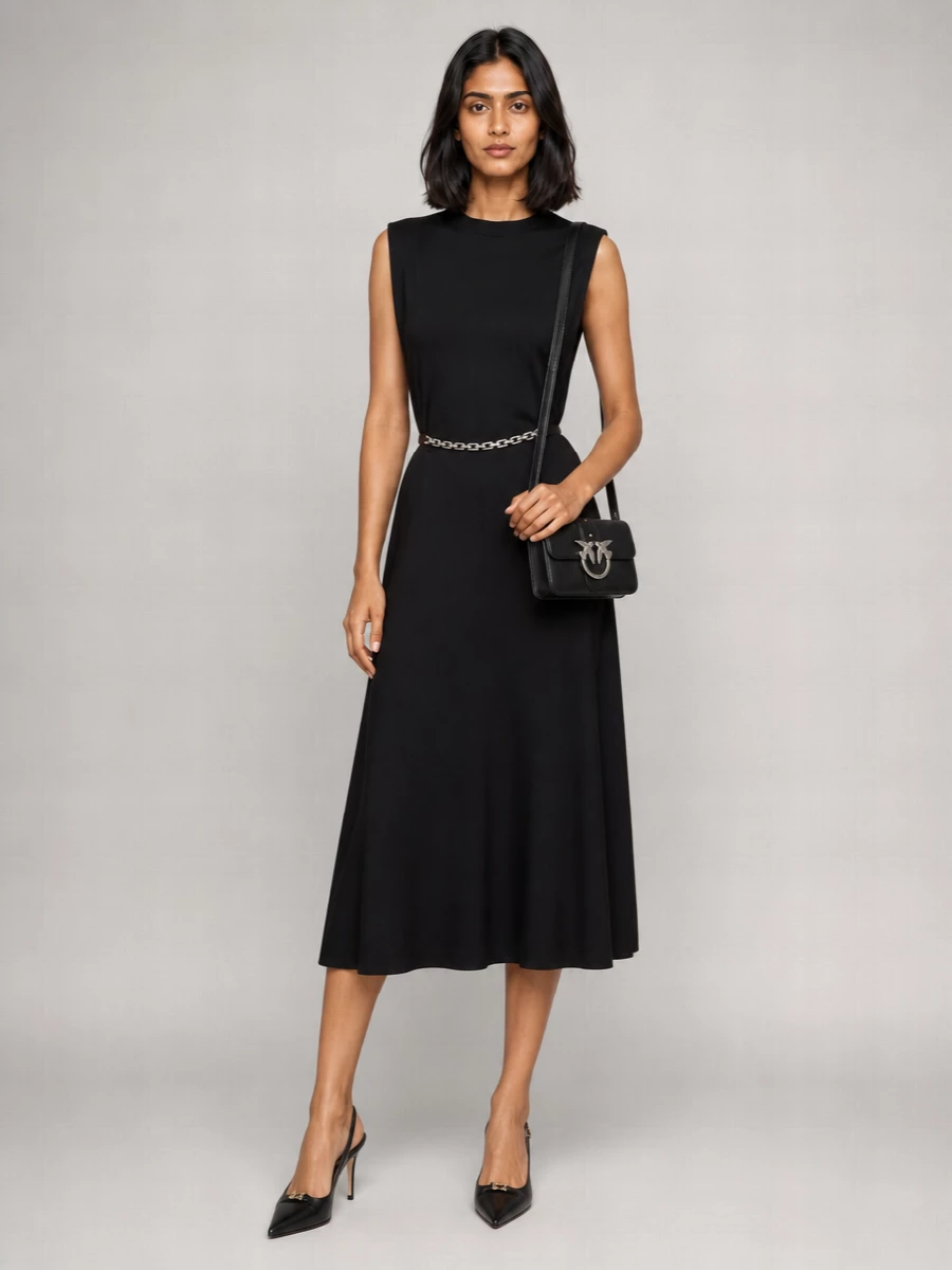 Pinko Sleeveless Belted Midi Dress