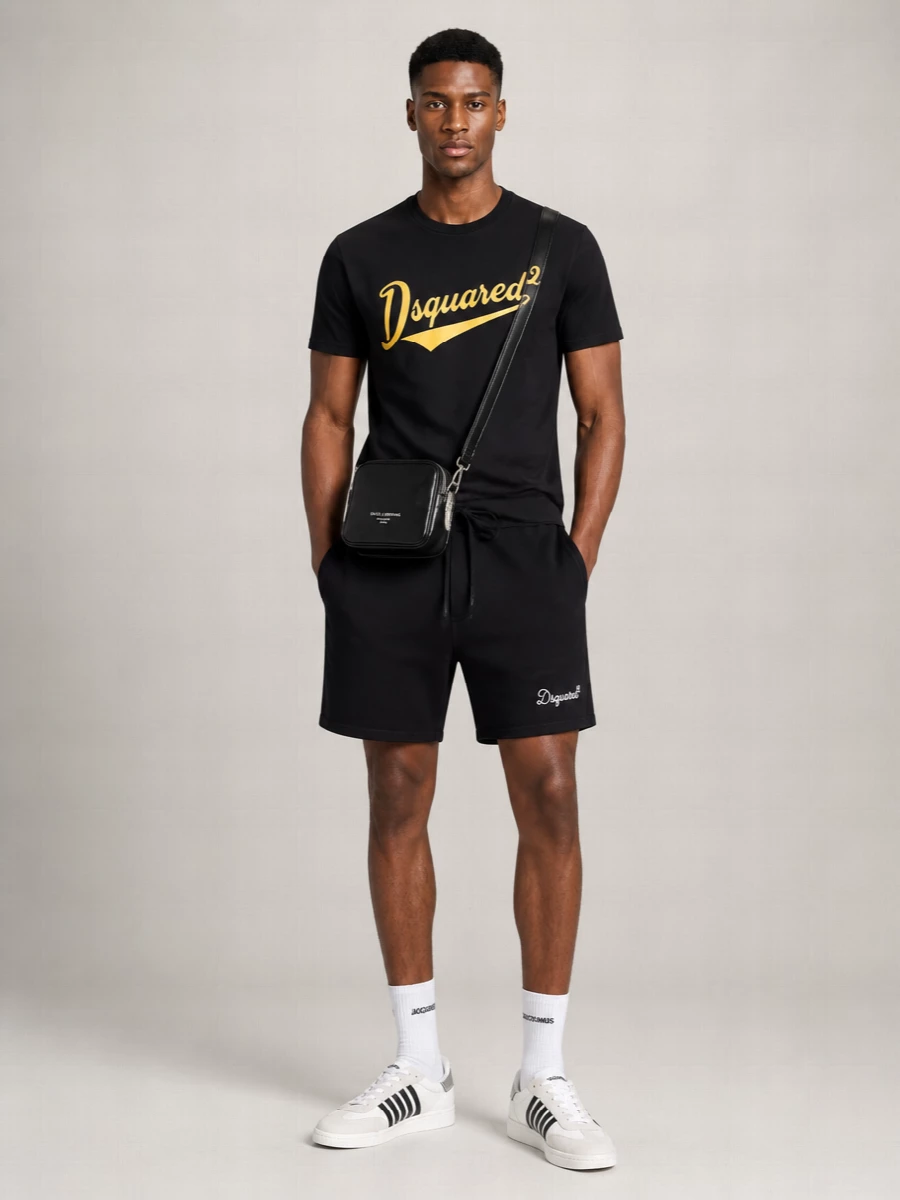 Dsquared2 Ribbed Crew-Neck Logo-Print Cotton T-Shirt