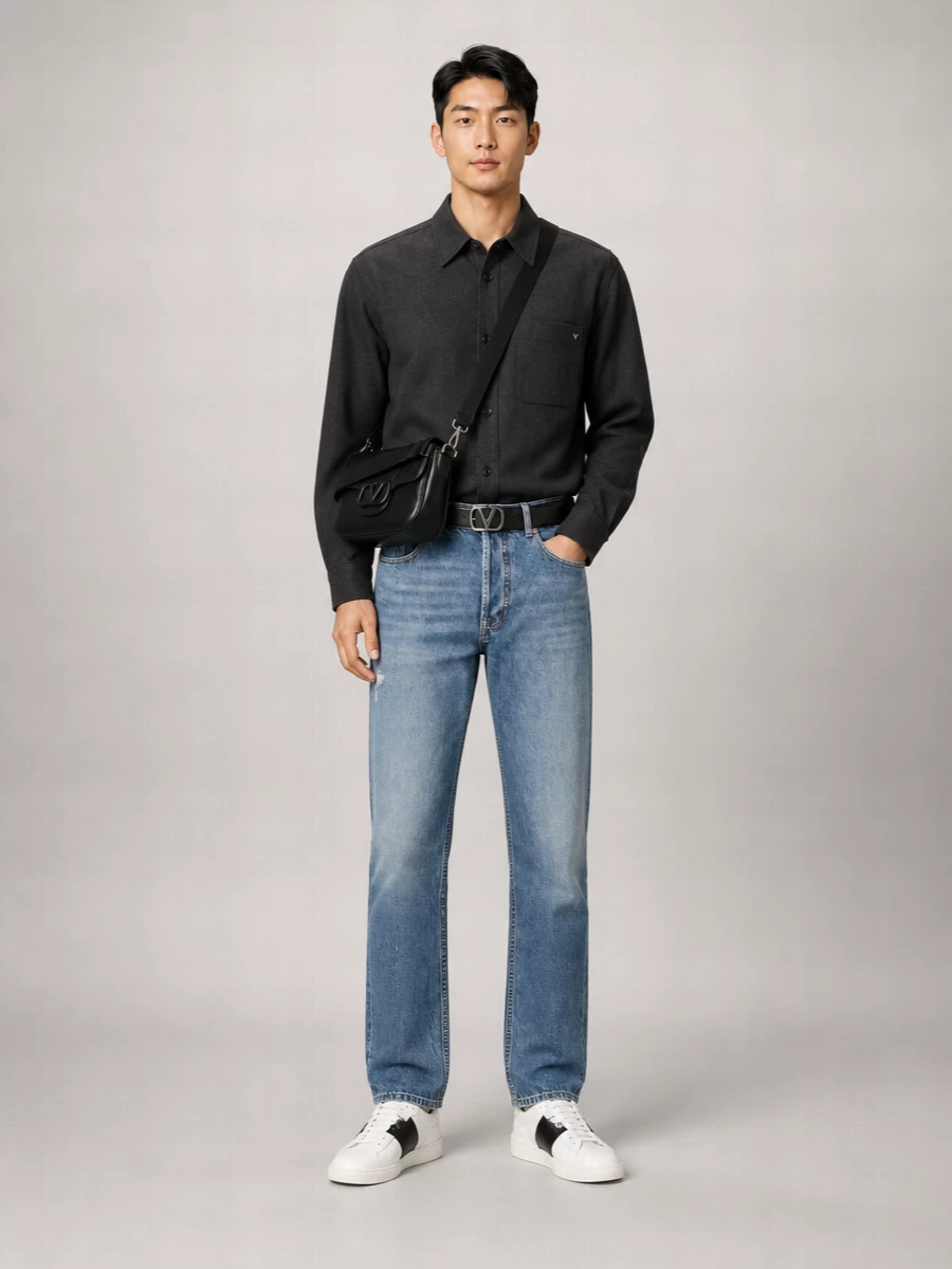 Valentino Denim Mid-Rise Straight-Leg Jeans