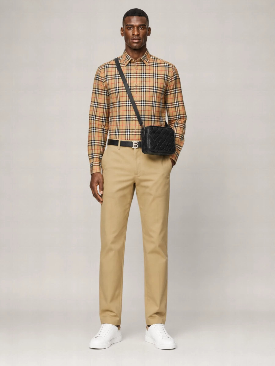 Burberry Checked Long-Sleeve Cotton Shirt