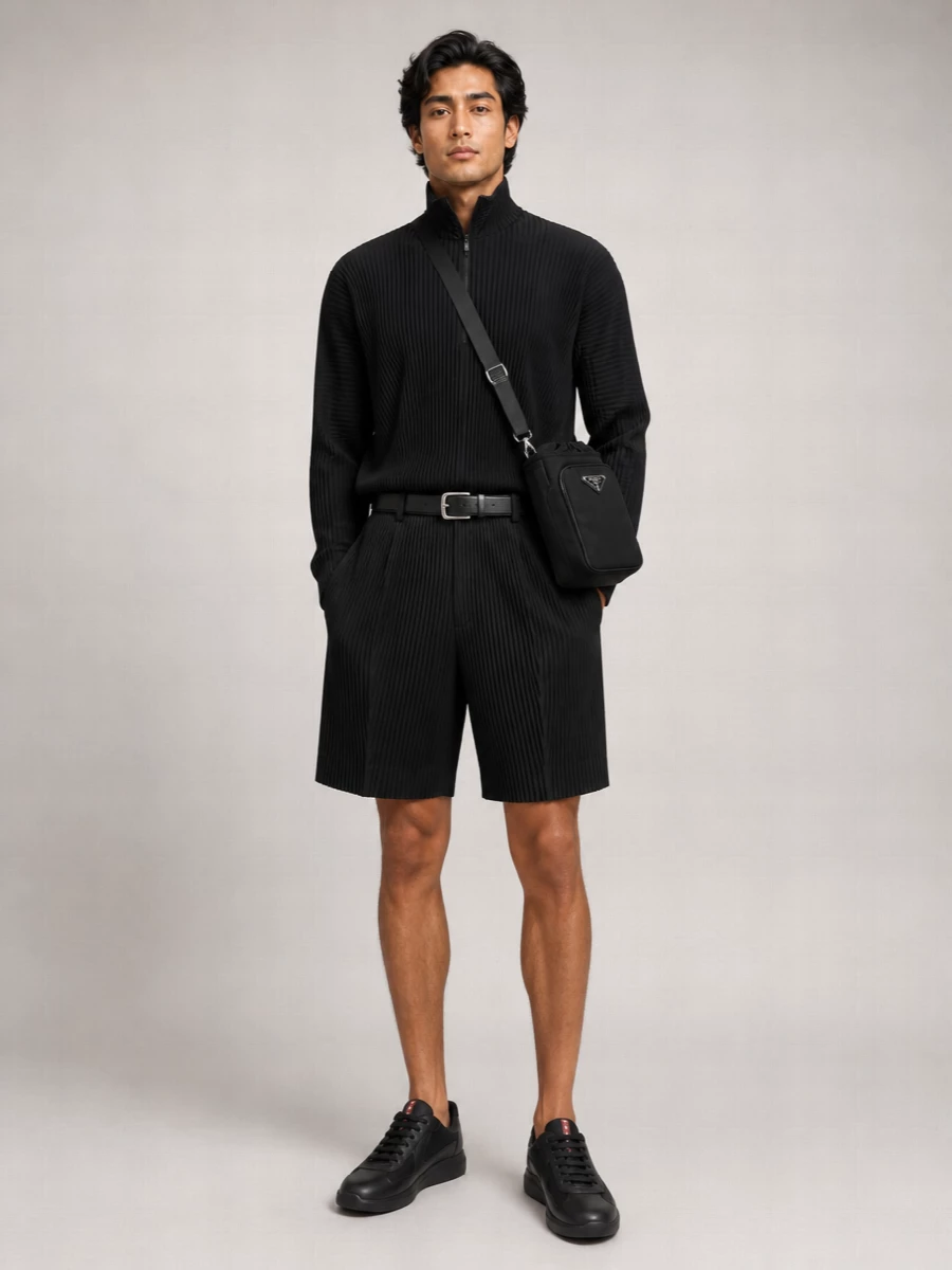 Homme Plisse Issey Miyake pleated wide-leg knee-length cropped trousers