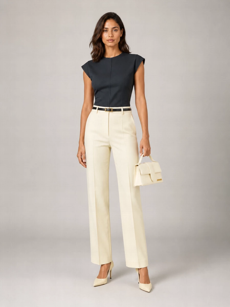 Ami Paris Virgin Wool Wide-Leg Tailored Trousers