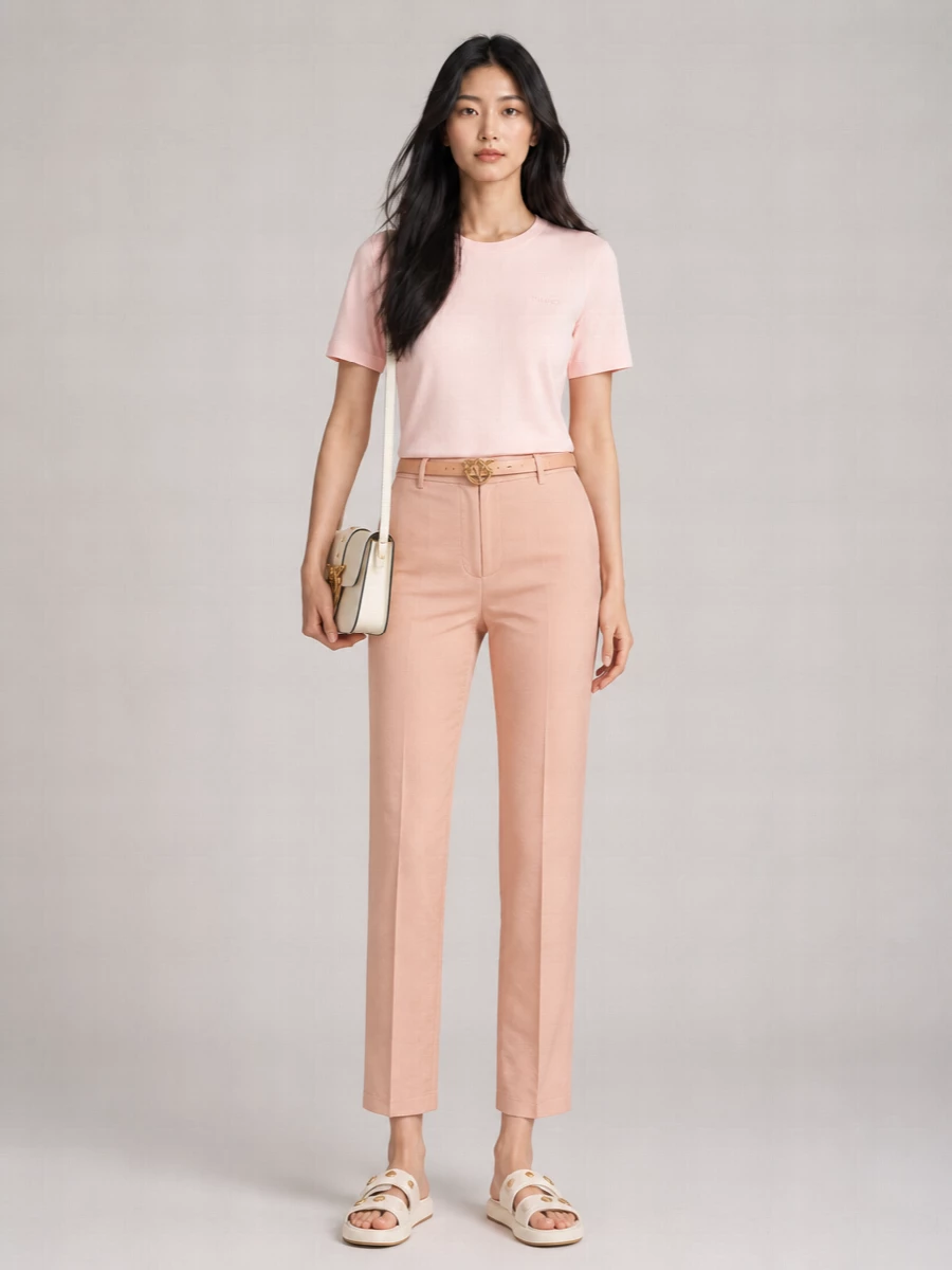 Pinko Cotton Ribbed Crew-Neck T-Shirt