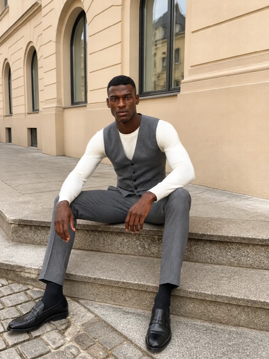 Thom browne grey waistcoat tailored trousers