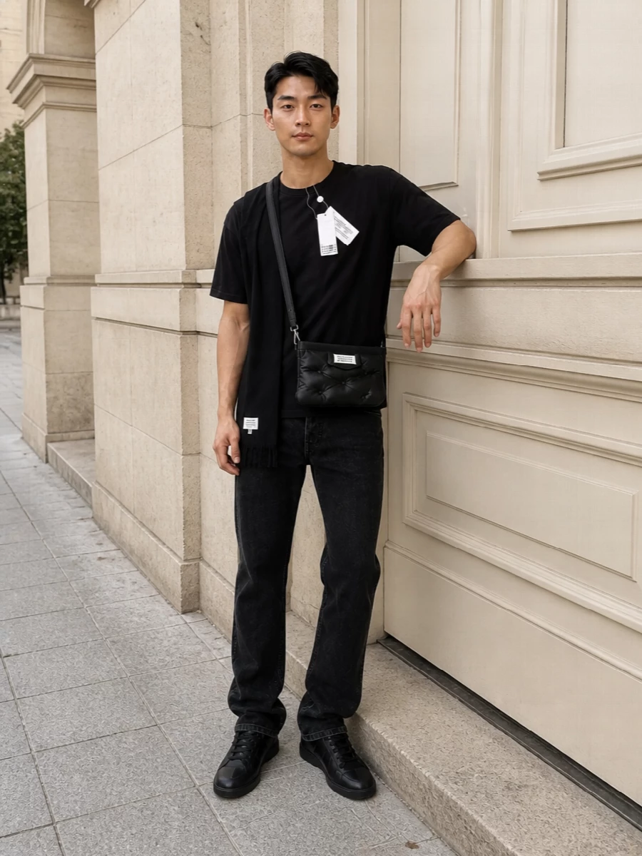 Maison margiela black jeans sneakers outfit