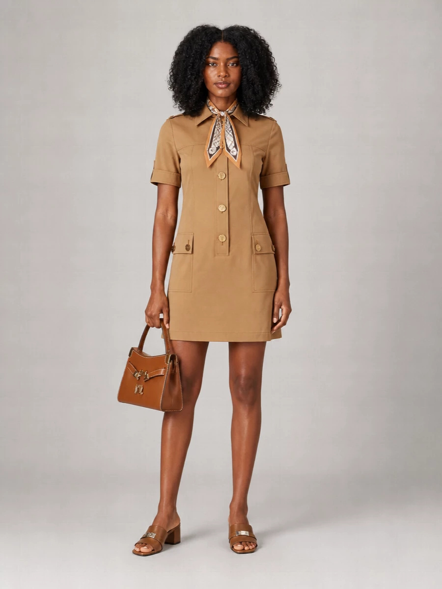 Tory Burch Cotton Short-Sleeve Mini Shirt Dress