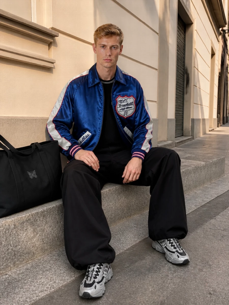 Needles bomber cargo pants new balance outfit