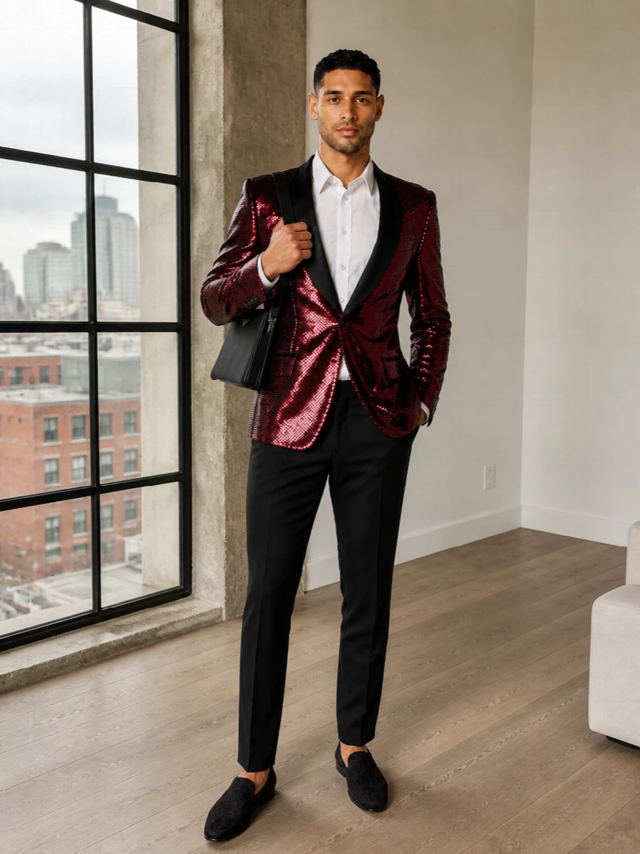 Dolce gabbana sequin blazer black tux trousers