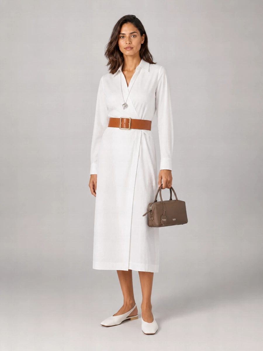 Max Mara Cotton Twill Shirt Midi Dress