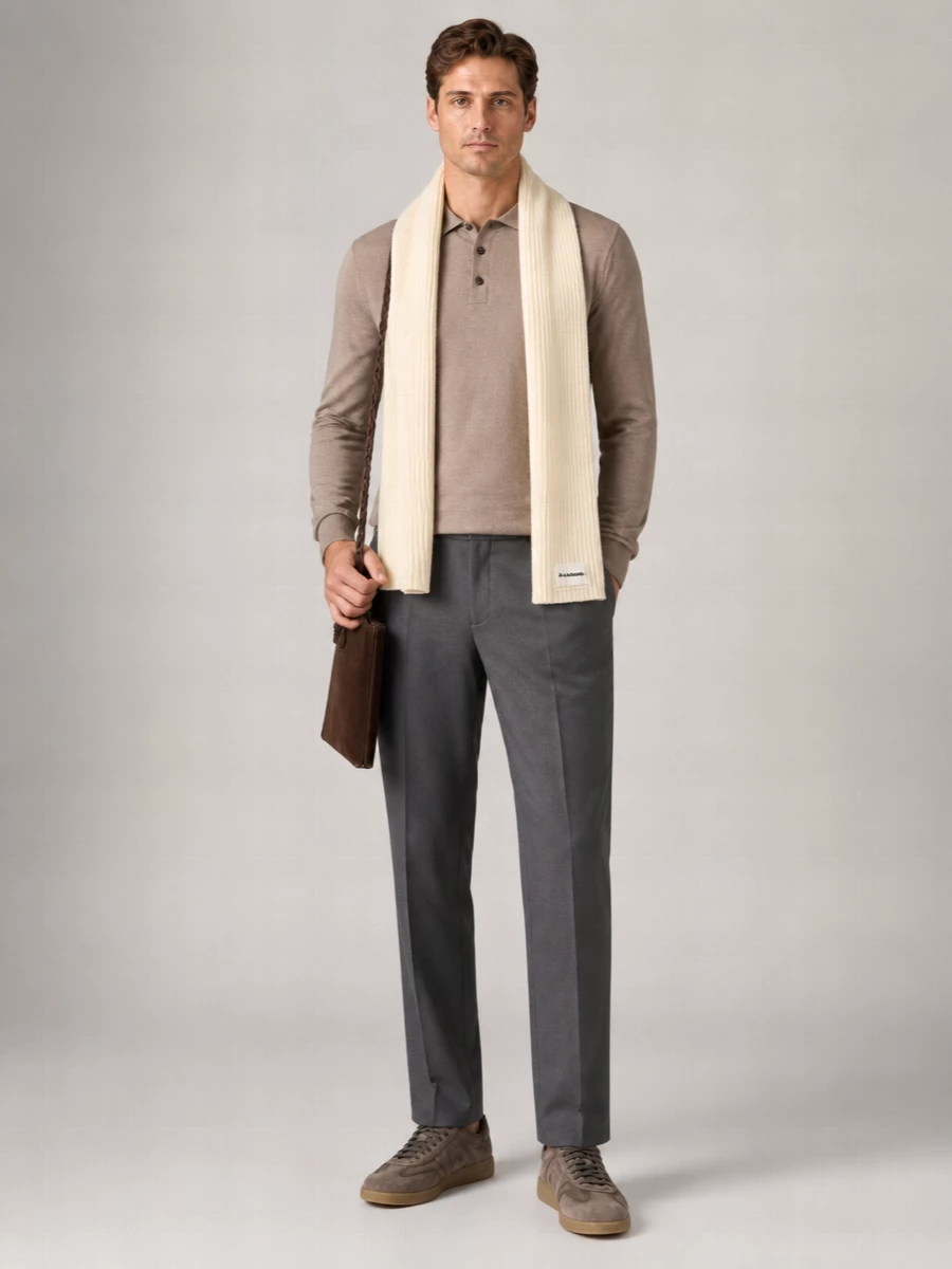 Zanone Fine-Knit Wool Long-Sleeve Polo Shirt