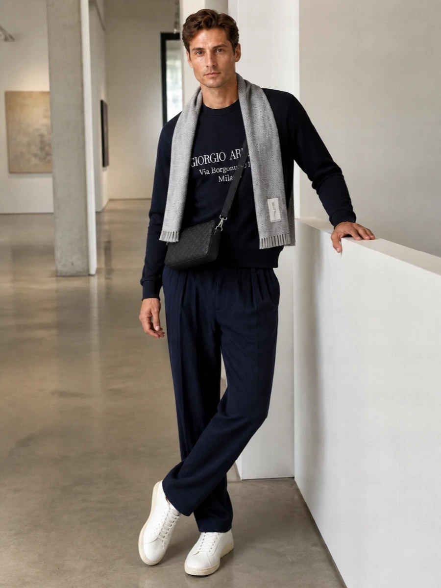 Giorgio armani navy sweatshirt tapered trousers