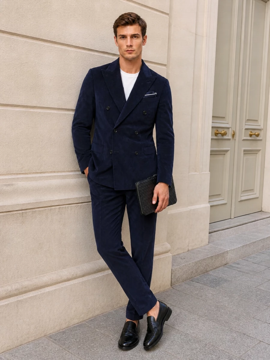 Lardini navy corduroy blazer tagliatore trousers