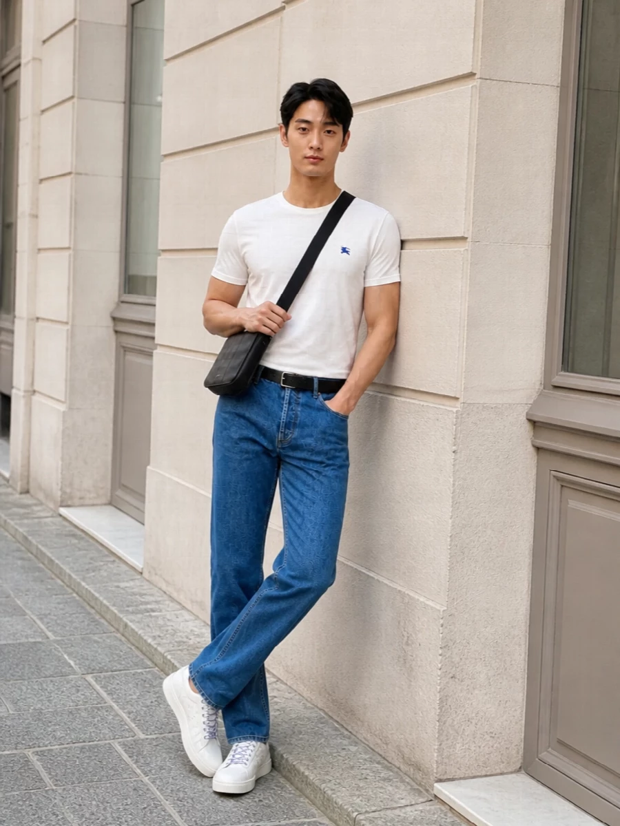 Burberry white t shirt jeans quiet luxury outfit