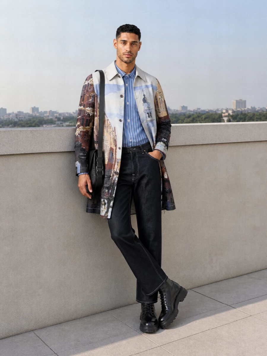 Junya coat raw denim fendi combat boots