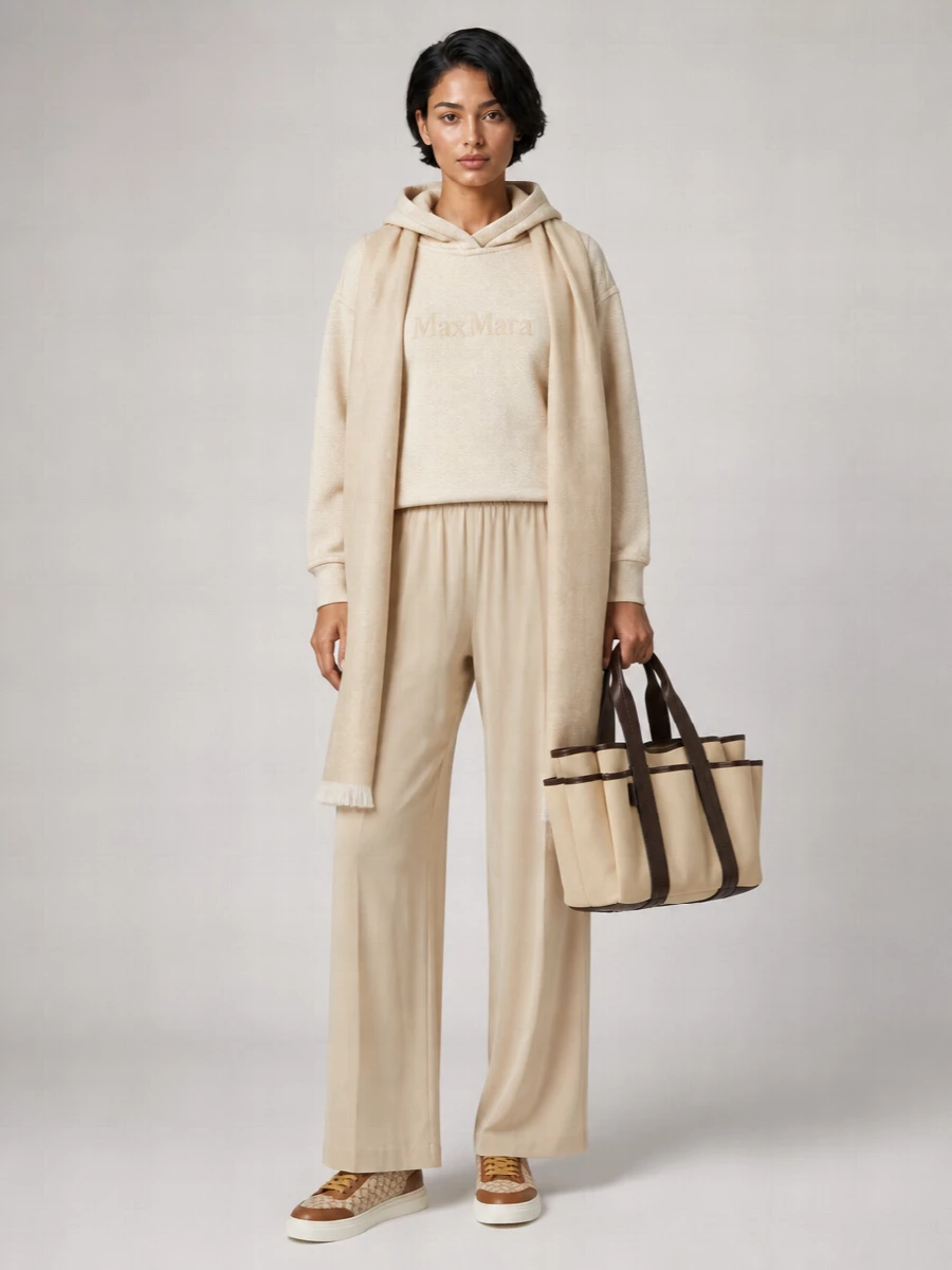 Max Mara Cotton Blend Hooded Loose Fit Sweatshirt
