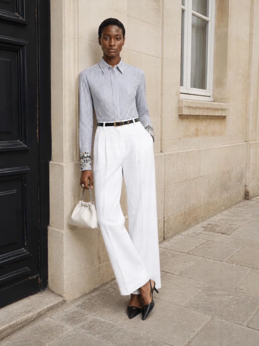 Sportmax striped shirt white wide leg trousers