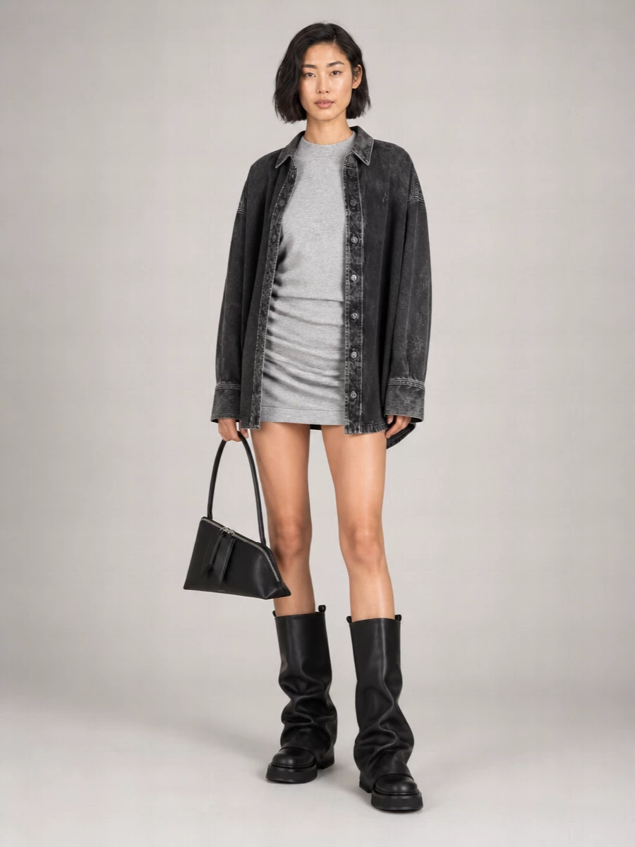 The Attico Denim Single Breasted Coat