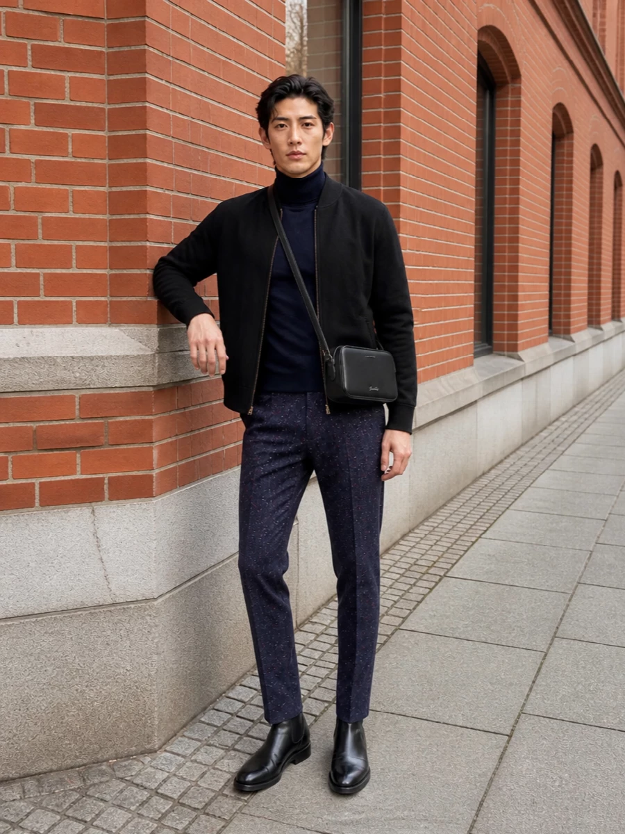 Paul smith mens black jacket navy turtleneck outfit