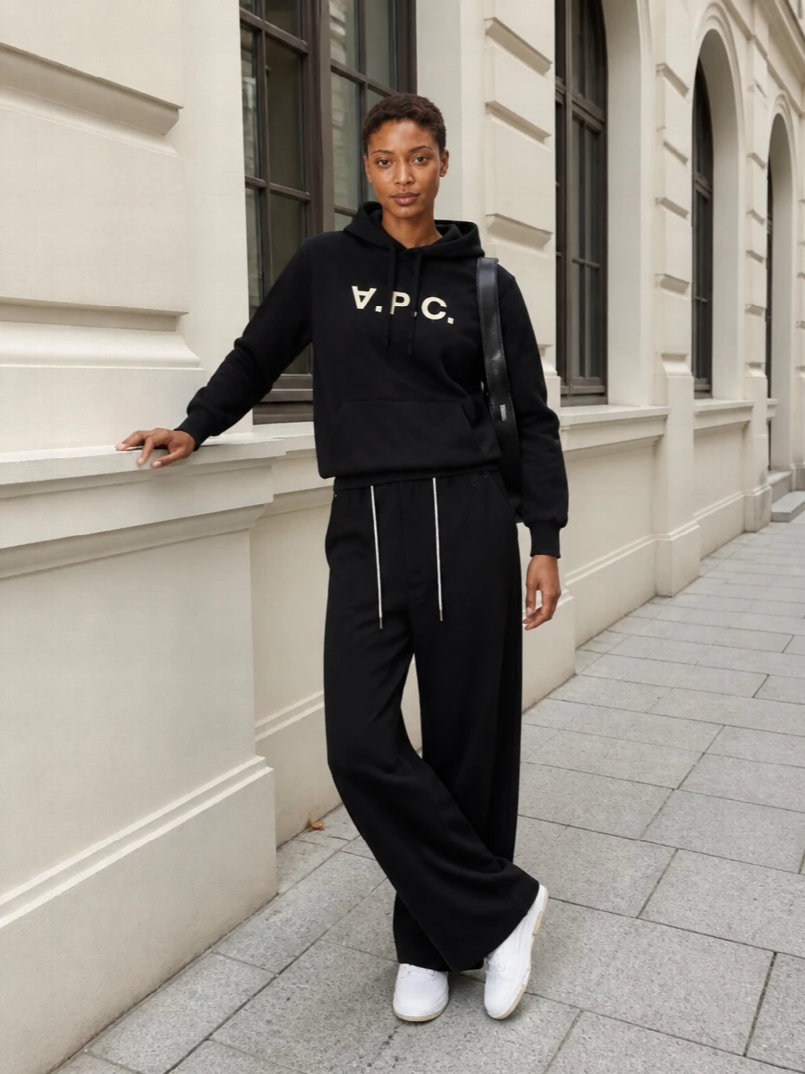 Apc hoodie wide leg black pants sneakers