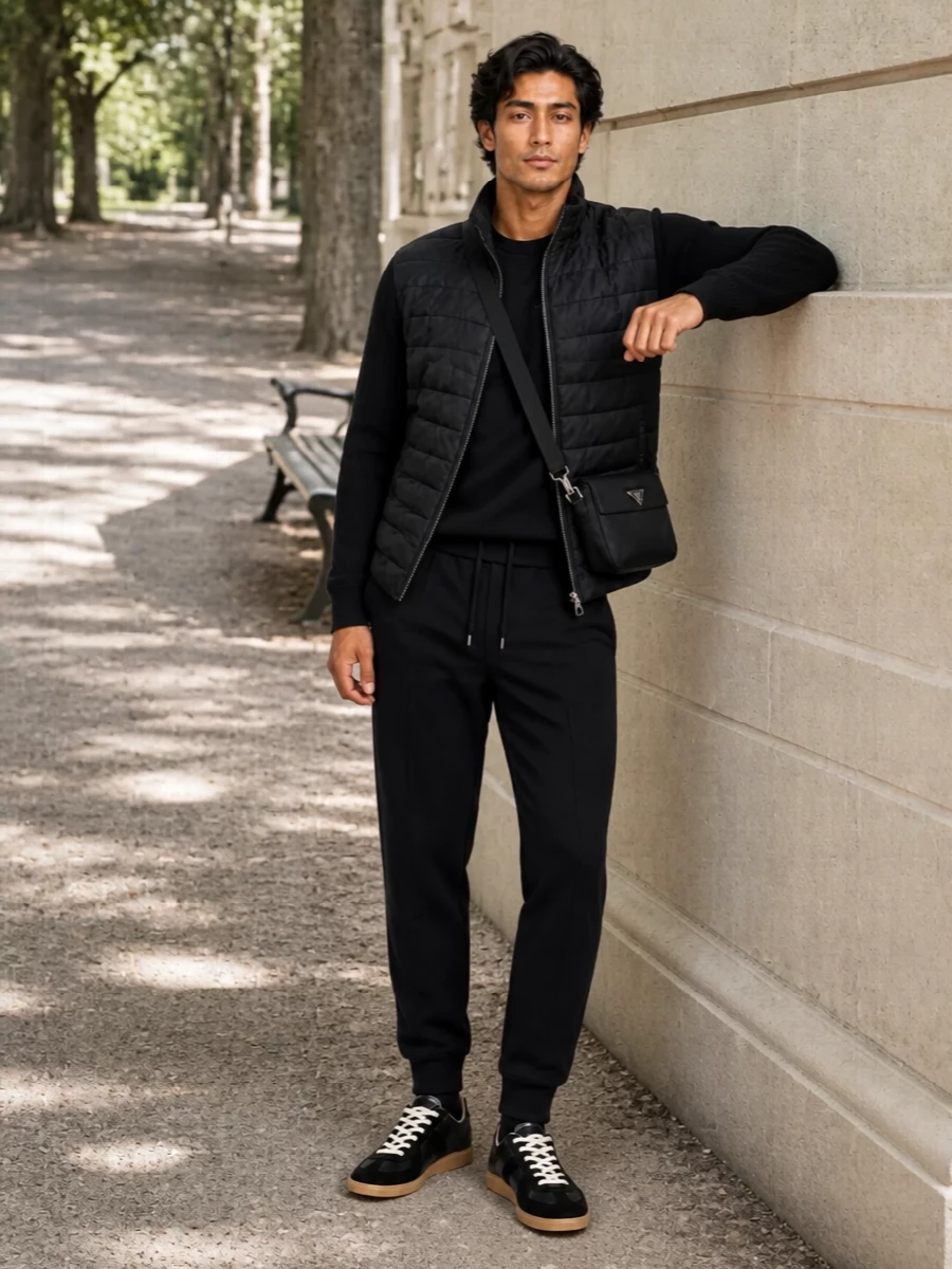 Mackage bomber brunello joggers margiela sneakers
