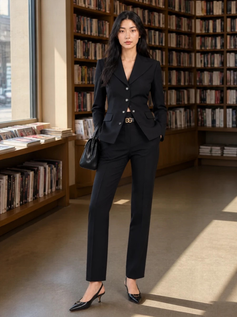 Dolce gabbana black tailored blazer straight trousers