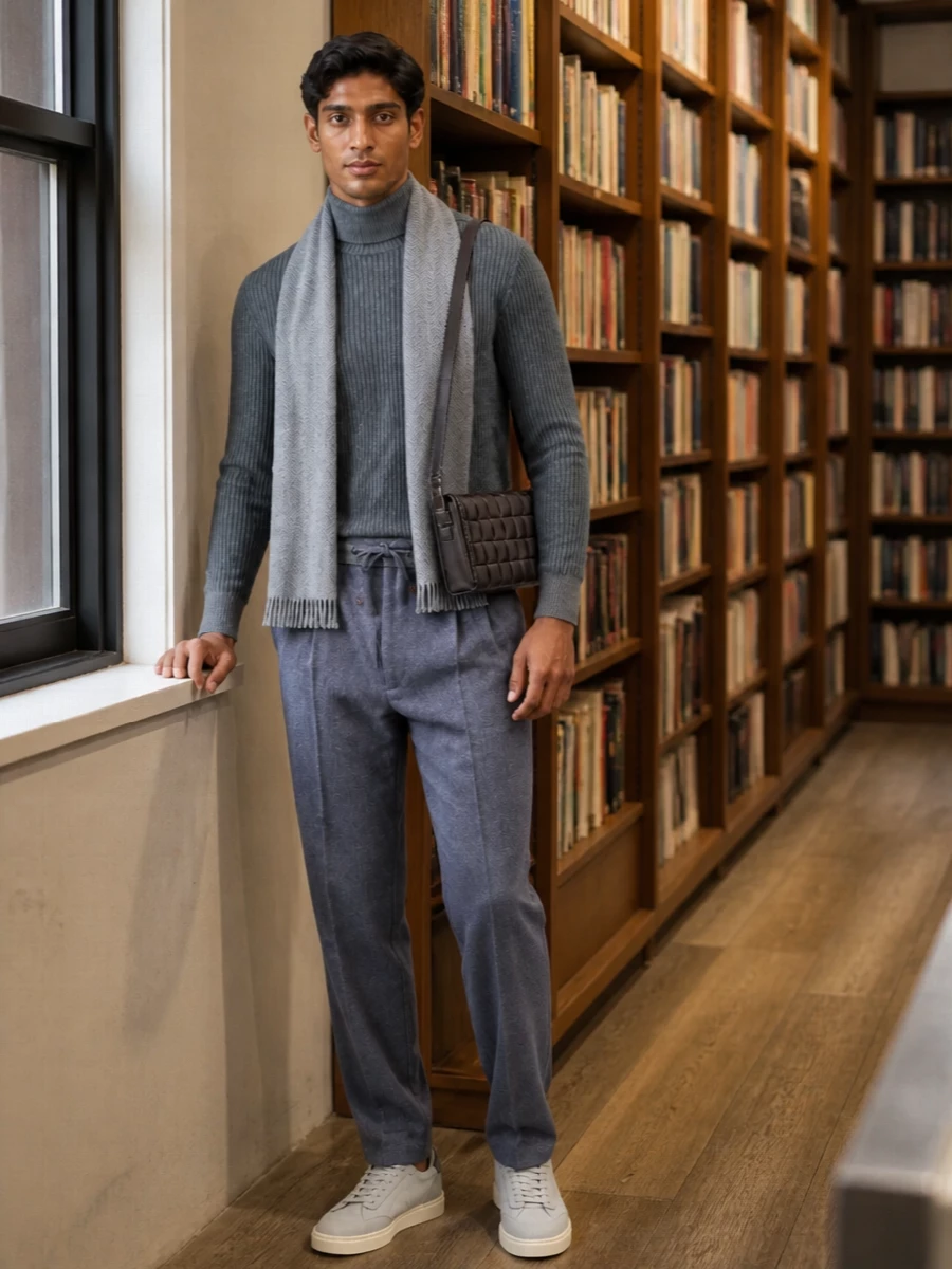 Brunello cucinelli slate sweater grey trouser