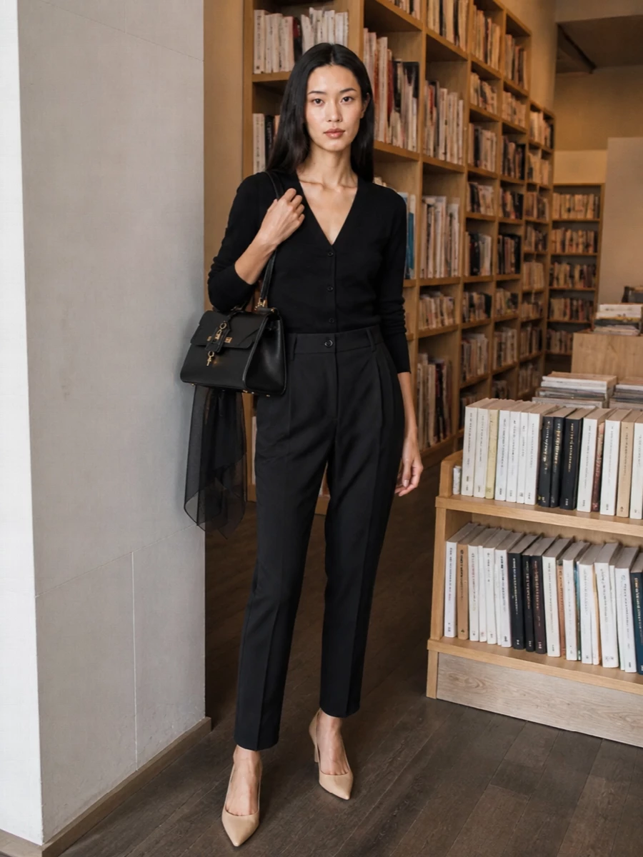 Dolce gabbana black cardigan tailored trousers