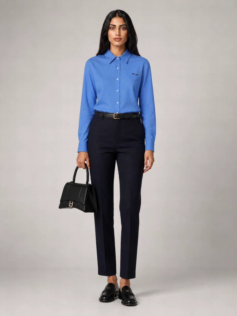 Miu Miu Cotton Long-Sleeve Polo Shirt