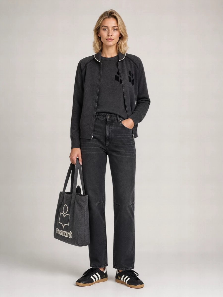 Isabel Marant Etoile Ribbed Logo Zip Cardigan