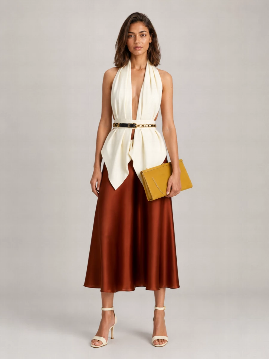 Alberta Ferretti Silk A-Line Skirt